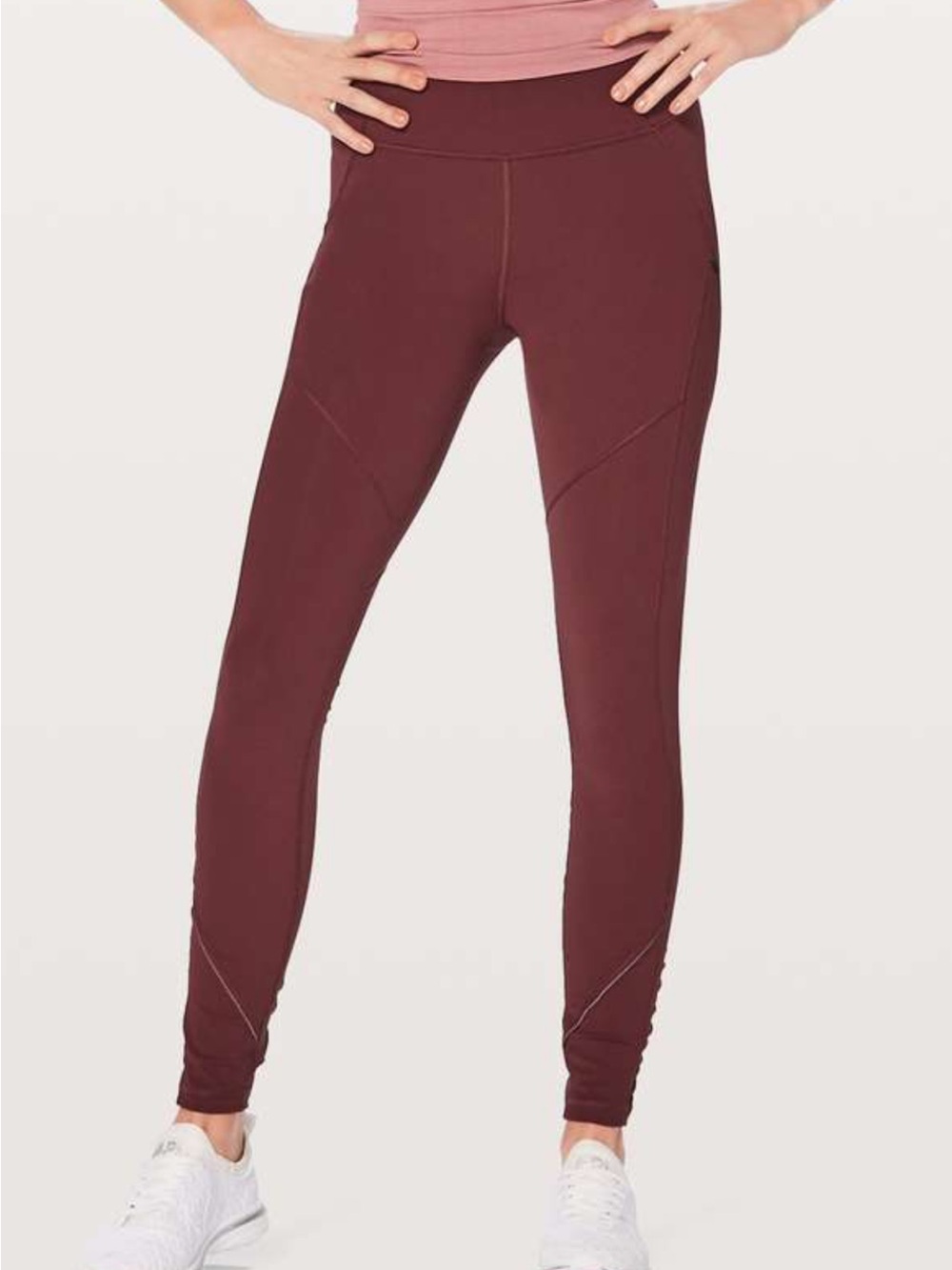 Lululemon Rain On Train On High Rise Burgundy Active Legging